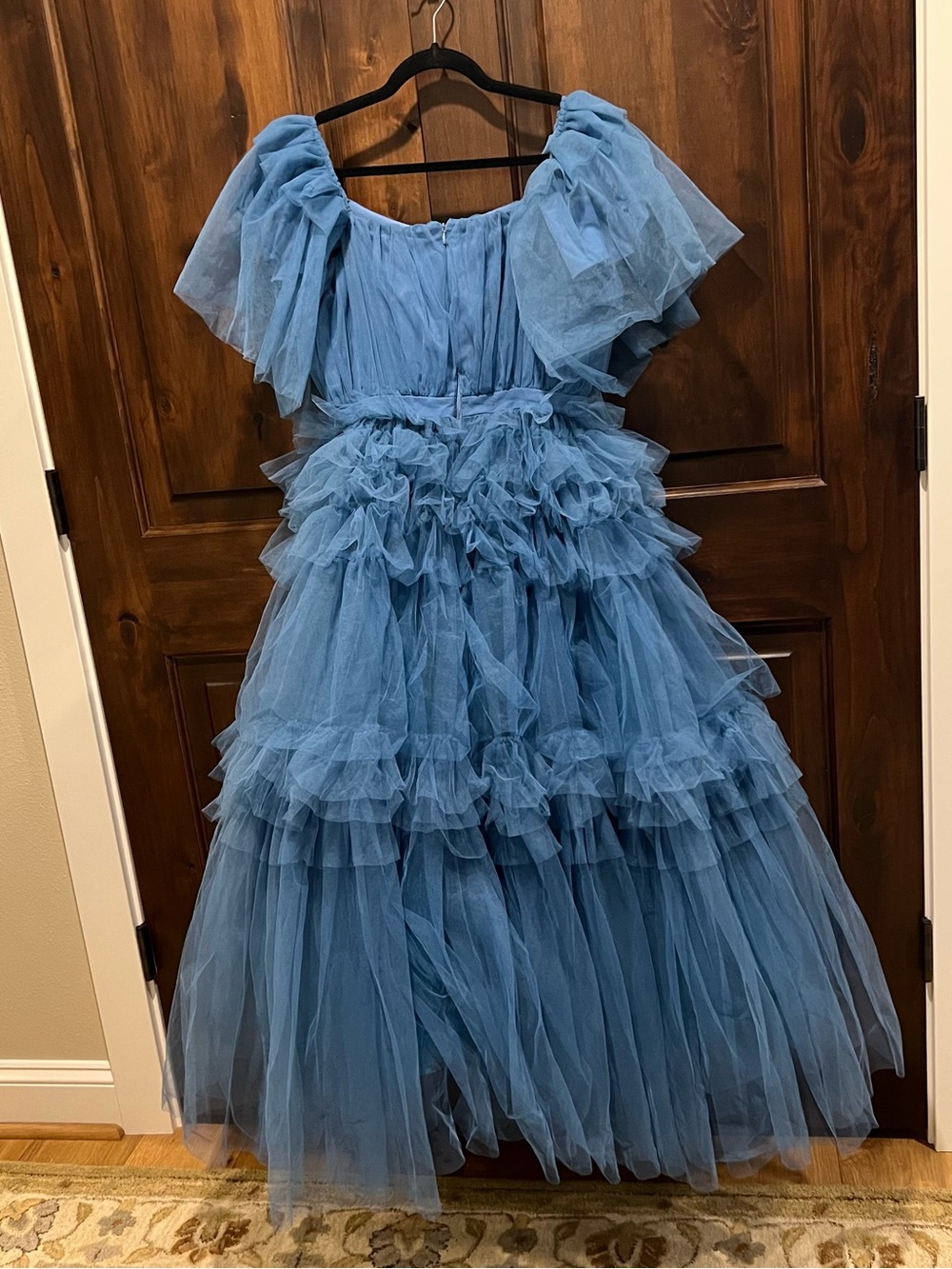 Ivy City Fairytale Elegant Blue Tiered Tulle Princess Maxi Dress - Picture 6 of 9